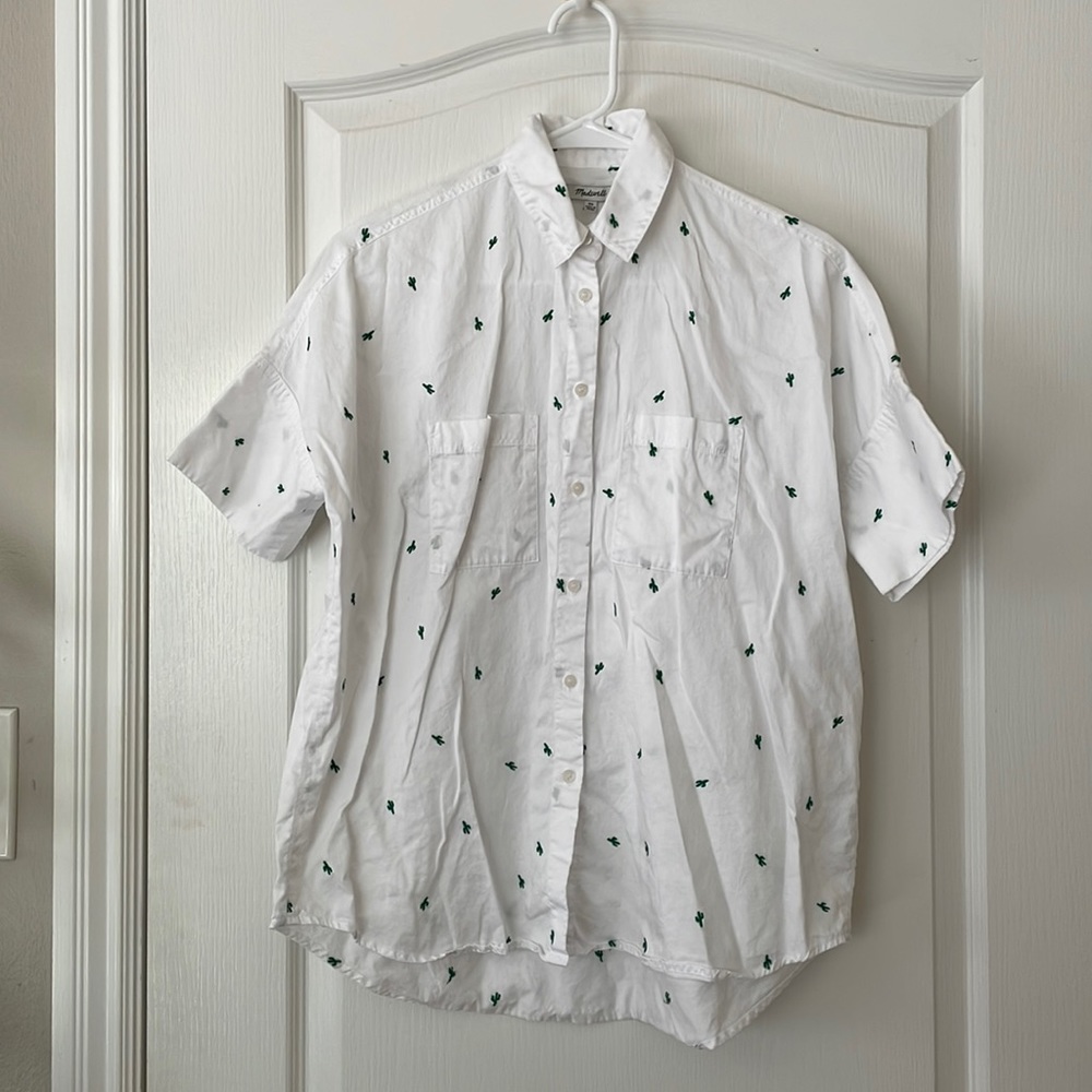 Madewell cotton succulent embroidery shirt